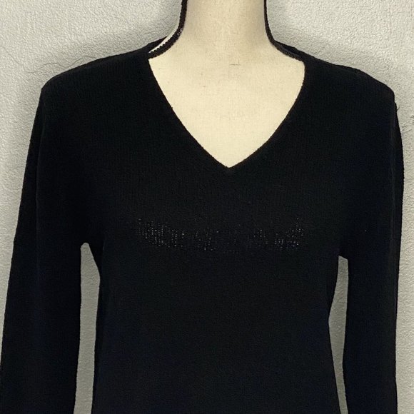 Chico's Design Women’s Sz  1 (S) Black V-Neck Ashley Pullover Knit Sweater NWT - Picture 2 of 10